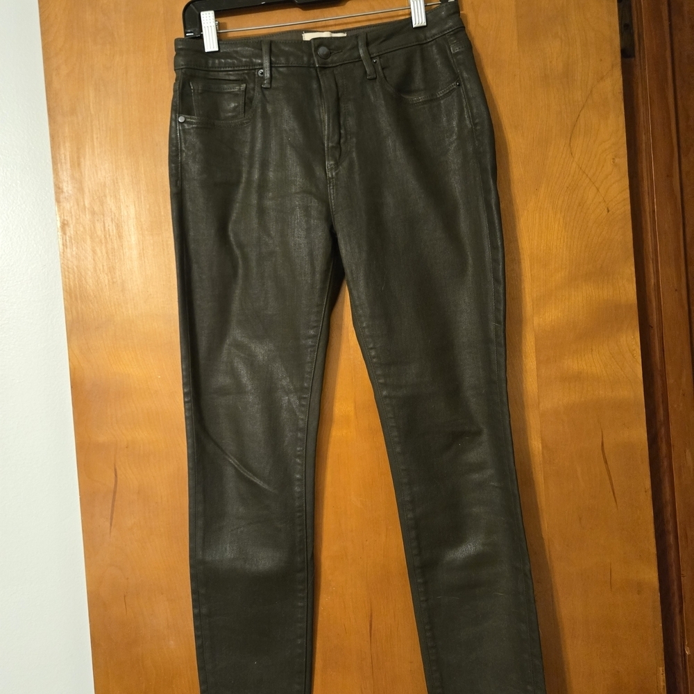 Driftwood Jackie Coated Skinny Jeans Olive Green 27